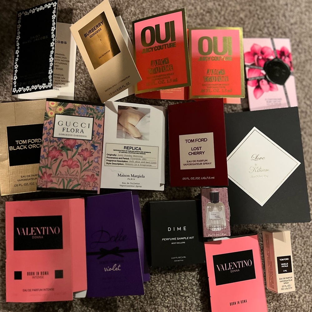 Tom Ford, Kilian, Dime, Burberry, Gucci, Dolce & lots other. 20 samples total.